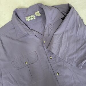 Vintage LL‎ Bean Mens Large Purple Nylon Shirt Short Sleeve Outdoors Fish Hike